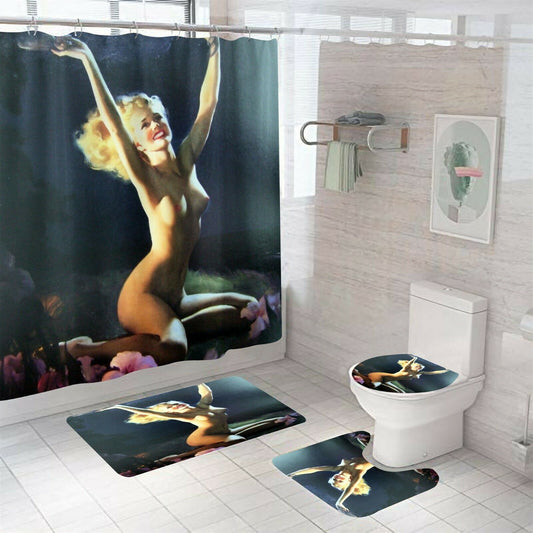 Sexy Naked Shower Curtain Bathroom Rug Set Bath Mat Non-Slip Toilet Lid Cover--Free Shipping at meselling99