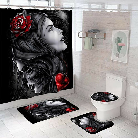 Angels Demons Shower Curtain Set Bathroom Rug Bath Mat Non-Slip Toilet Lid Cover--Free Shipping at meselling99