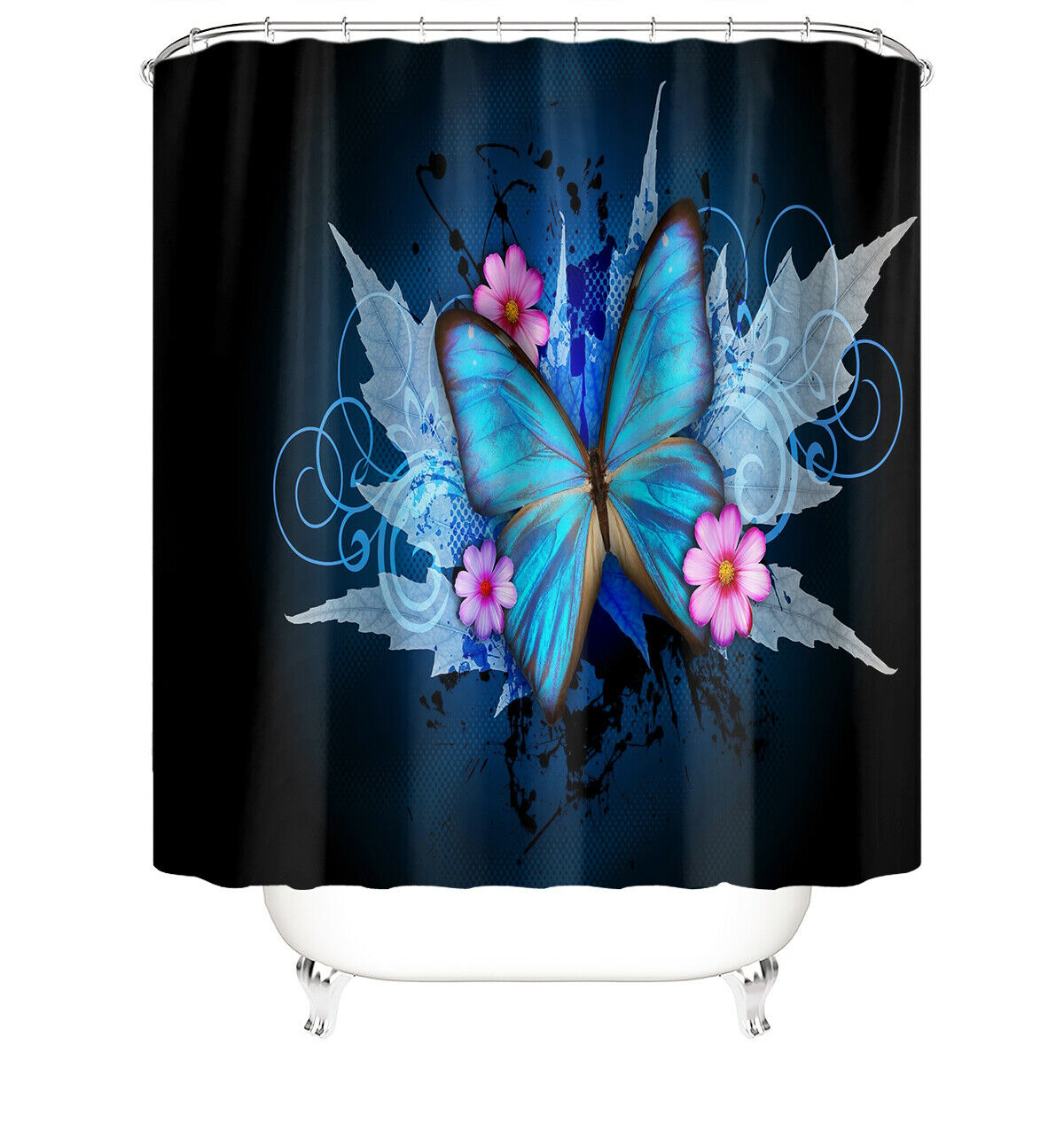 Butterfly Shower Curtain Bathroom Rugs Thick Bath Mat Non-Slip Toilet Lid Cover-180×180cm Shower Curtain Only-Free Shipping at meselling99