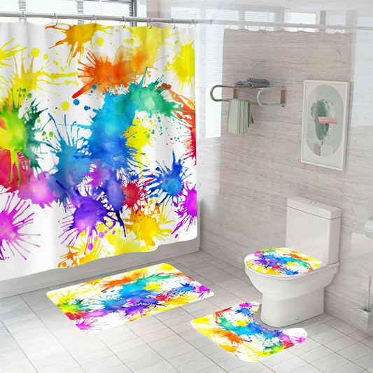 Colorful Shower Curtain Bathroom Rug Set Bath Mat Non-Slip Toilet Lid Cover--Free Shipping at meselling99