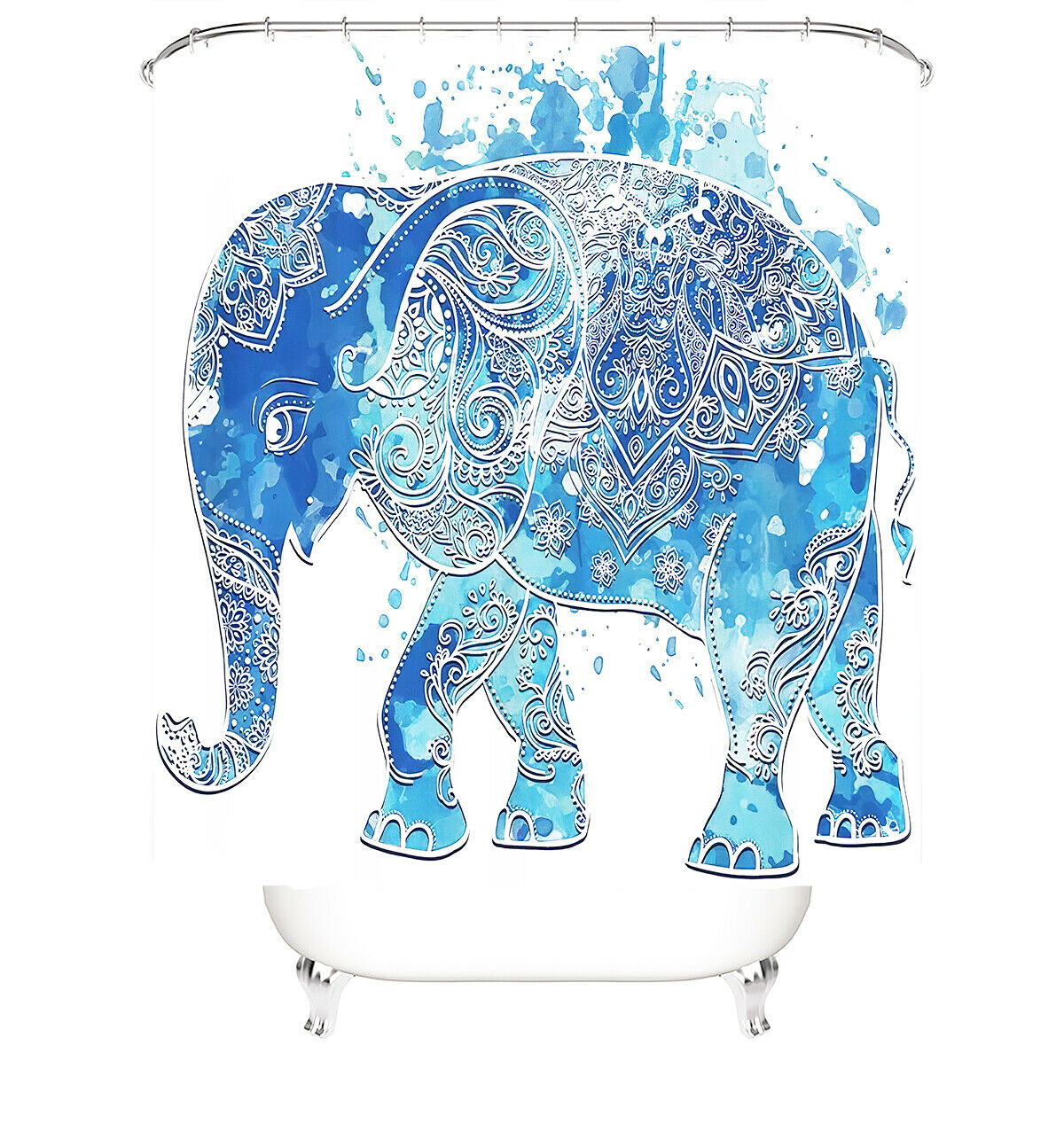 Elephant Shower Curtain Bathroom Rug Set Bath Mat Non-Slip Toilet Lid Cover-180×180cm Shower Curtain Only-Free Shipping at meselling99
