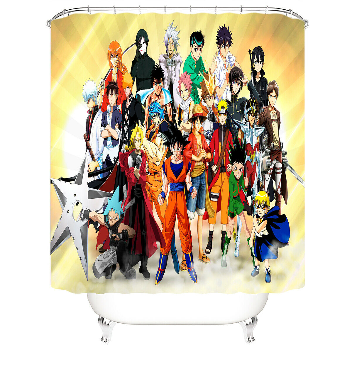 Anime Shower Curtain Bathroom Rug Set Thick Bath Mat Non-Slip Toilet Lid Cover-180×180cm Shower Curtain Only-Free Shipping at meselling99