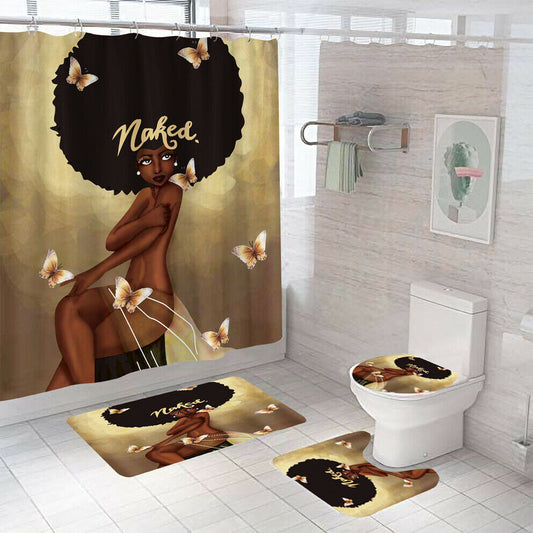 Naked Woman Shower Curtain Bathroom Rug Set Bath Mat Non-Slip Toilet Lid Cover--Free Shipping at meselling99