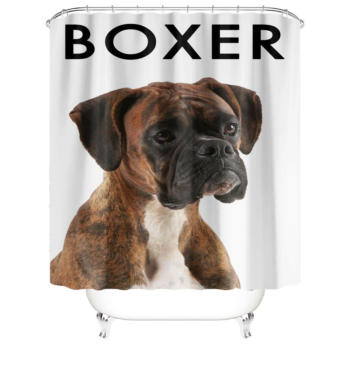 Boxer Shower Curtain Bathroom Rug Set Thick Bath Mat Non-Slip Toilet Lid Cover-180×180cm Shower Curtain Only-Free Shipping at meselling99