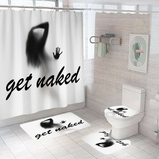 Invisable Naked Shower Curtain Set Bathroom Rug Bath Mat Non-Slip Toilet Lid Cover--Free Shipping at meselling99