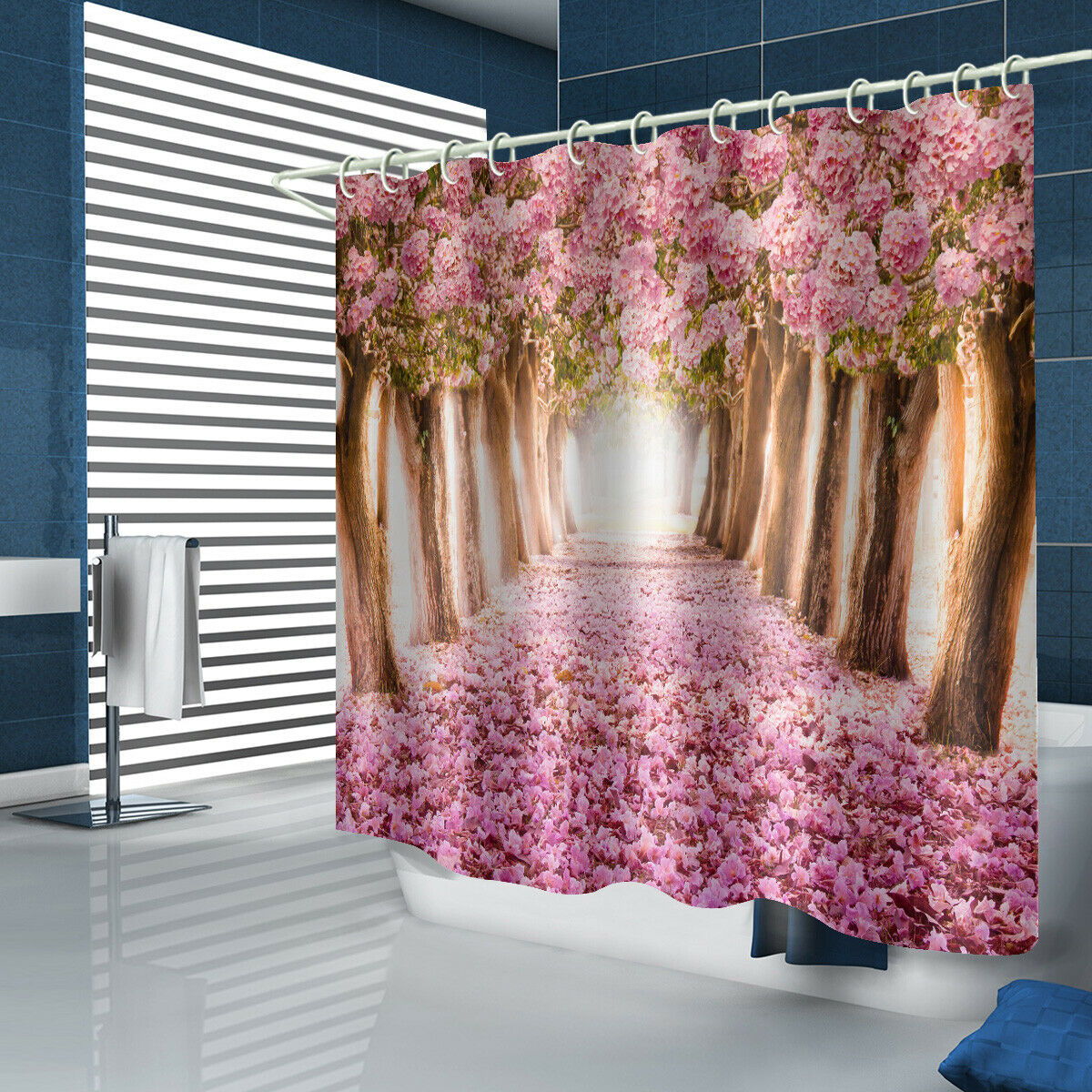 Red Floral Shower Curtain Bathroom Rugs Thick Bath Mat Non-Slip Toilet Lid Cover-150×180cm Shower Curtain Only-Free Shipping at meselling99