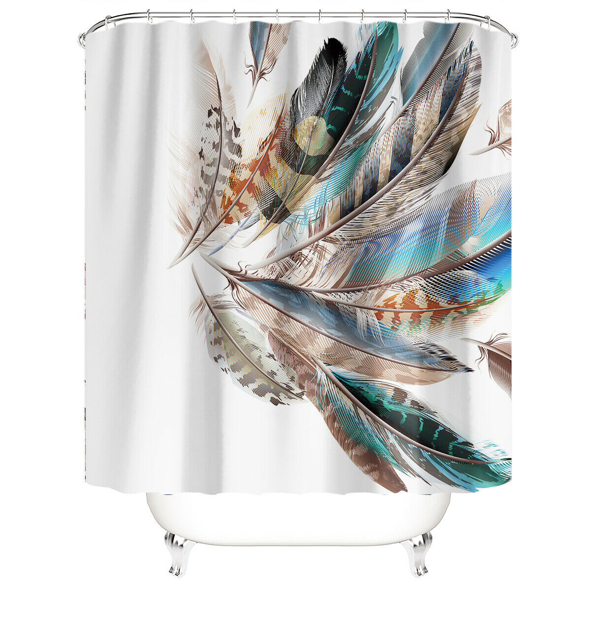 Feather Woman Shower Curtain Bathroom Rug Set Bath Mat Non-Slip Toilet Lid Cover--Free Shipping at meselling99