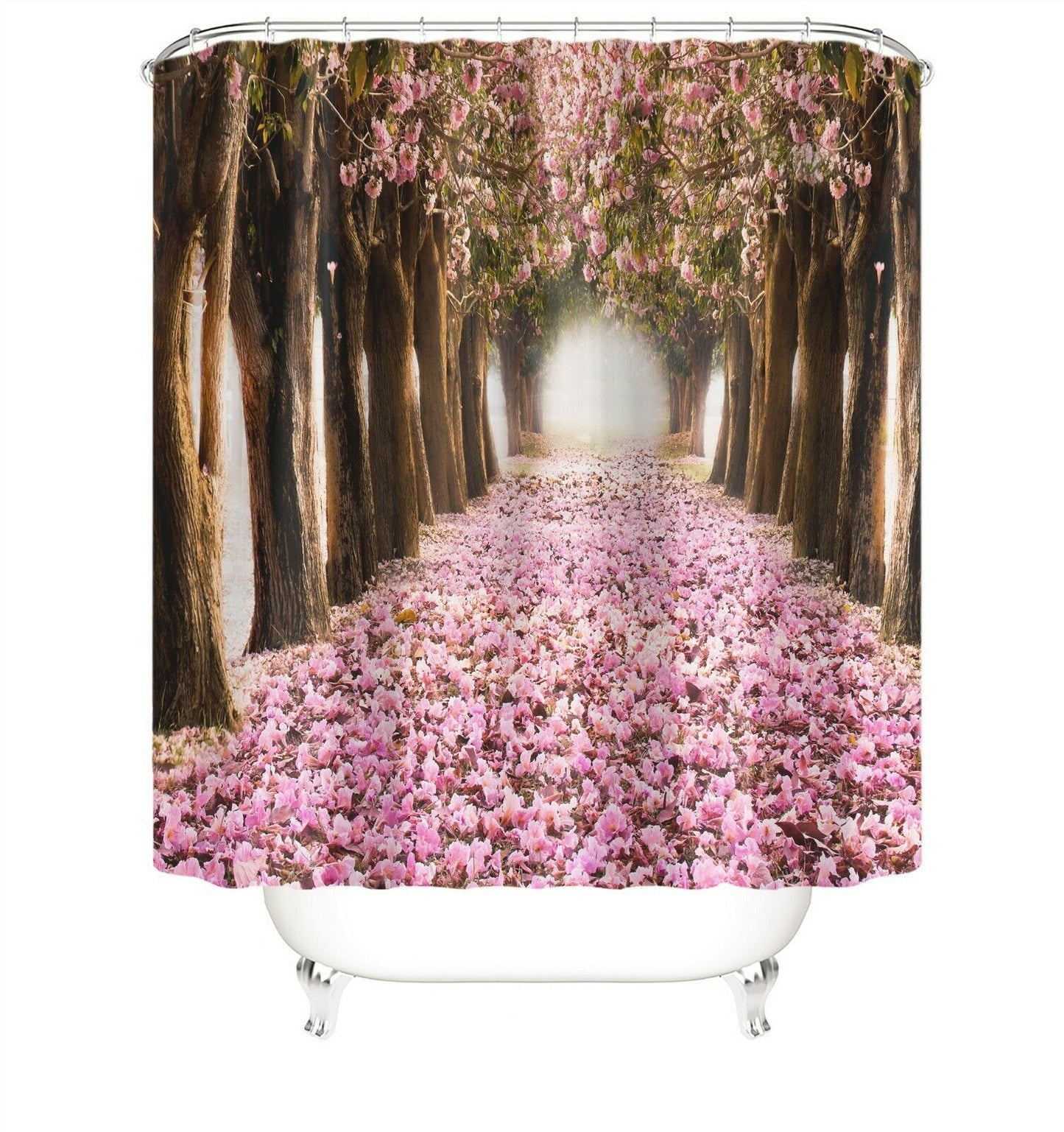 Floral Shower Curtain Bathroom Rug Set Bath Mat Non-Slip Toilet Lid Cover-180×180cm Shower Curtain Only-Free Shipping at meselling99