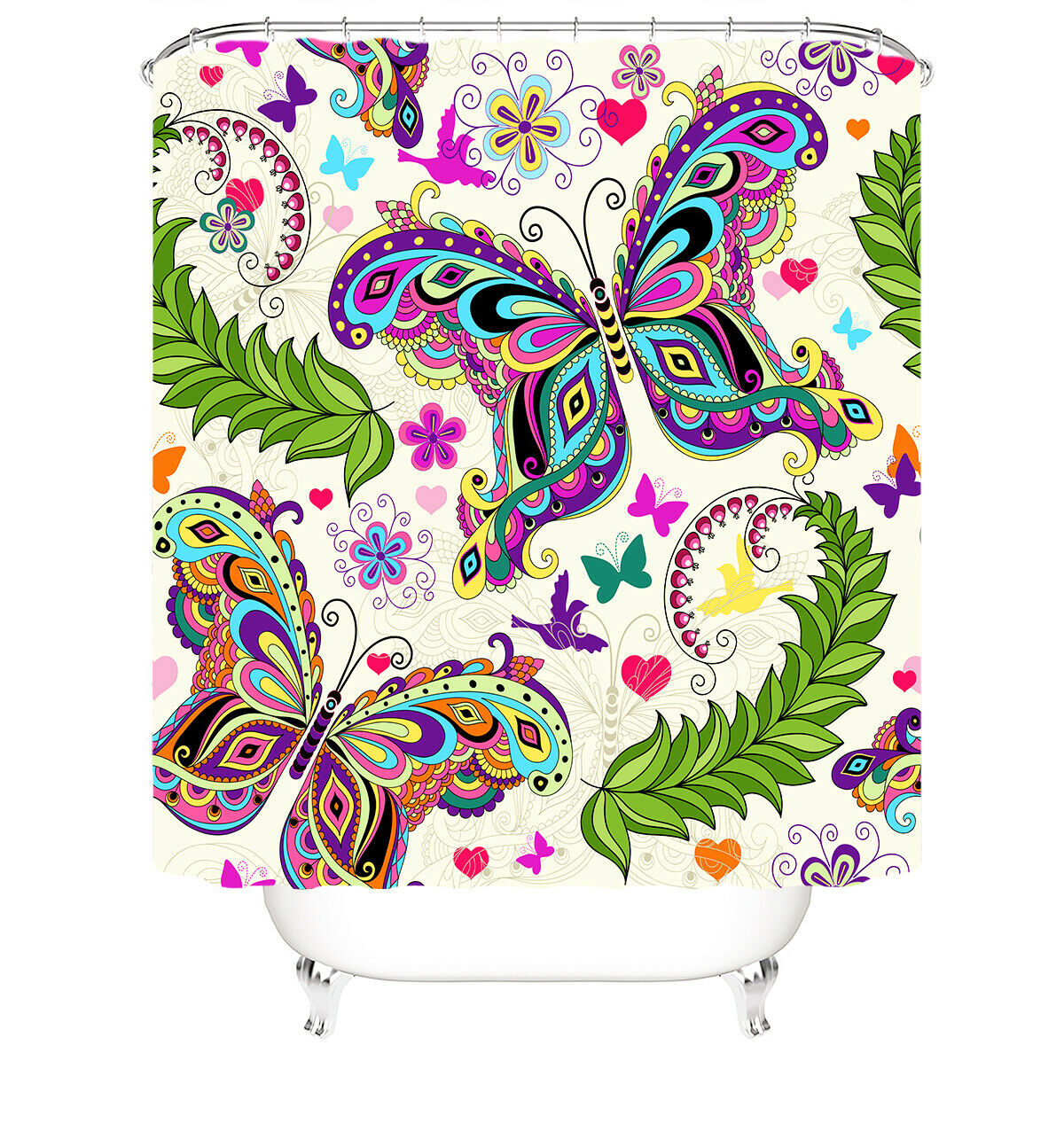 Butterfly Shower Curtain Bathroom Rug Set Bath Mat Non-Slip Toilet Lid Cover-180×180cm Shower Curtain Only-Free Shipping at meselling99