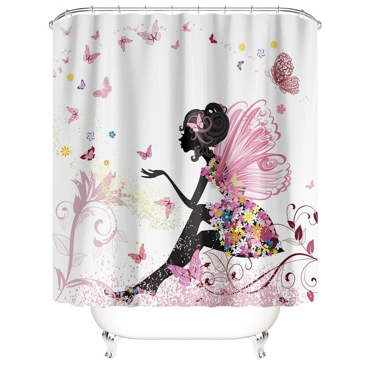 Fairy Shower Curtain Bathroom Rug Set Thick Bath Mat Non-Slip Toilet Lid Cover-180×180cm Shower Curtain Only-Free Shipping at meselling99