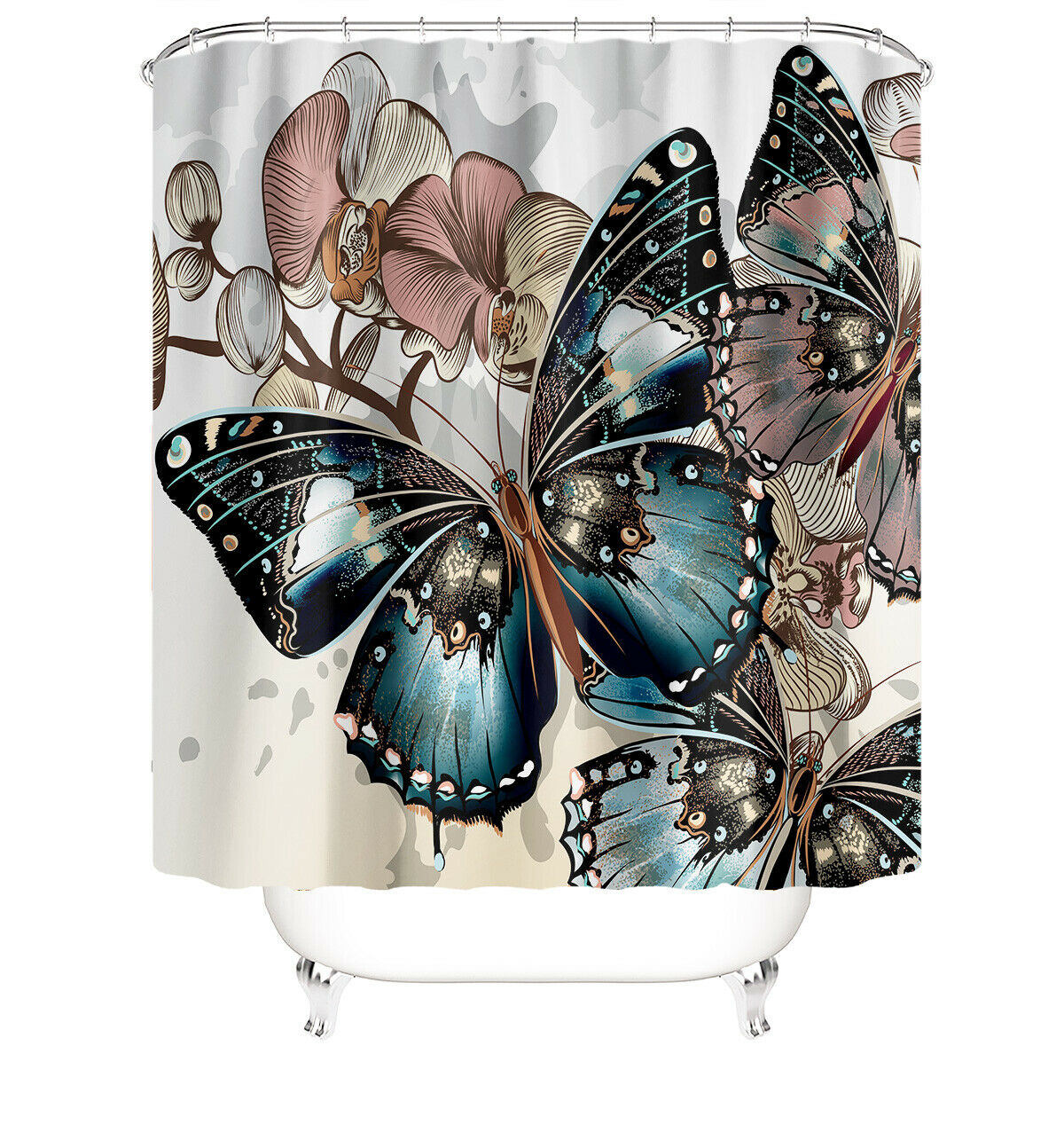 Butterfly Bathroom Rug Set Shower Curtain Bath Mat Non Slip Toilet Lid Cover-180×180cm Shower Curtain Only-Style-1-Free Shipping at meselling99