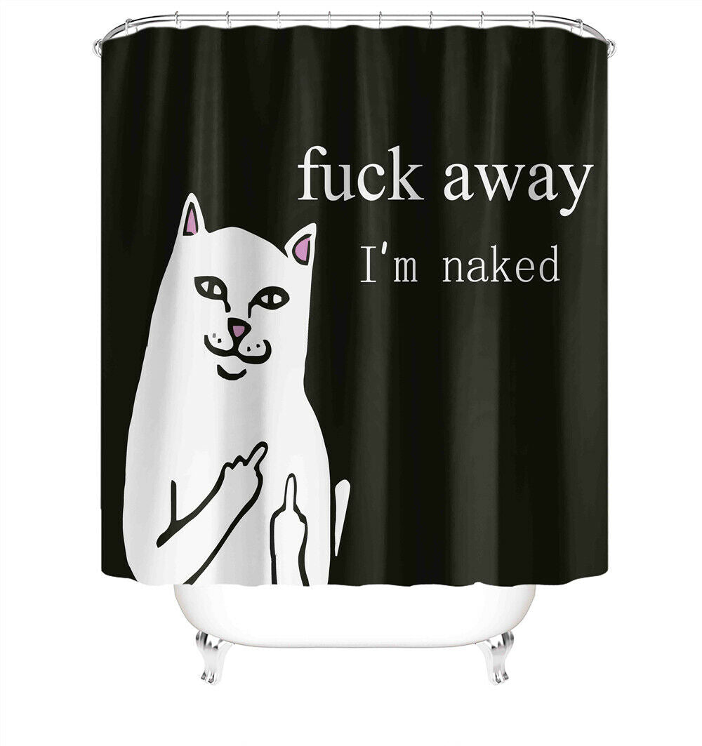 I'm Naked Shower Curtain Thick Bathroom Rugs Bath Mat Non-Slip Toilet Lid Cover-180×180cm Shower Curtain Only-Free Shipping at meselling99