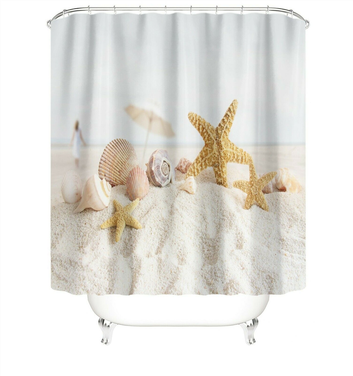 Sandbeach Shower Curtain Bathroom Rug Set Bath Mat Non-Slip Toilet Lid Cover-180×180cm Shower Curtain Only-Free Shipping at meselling99