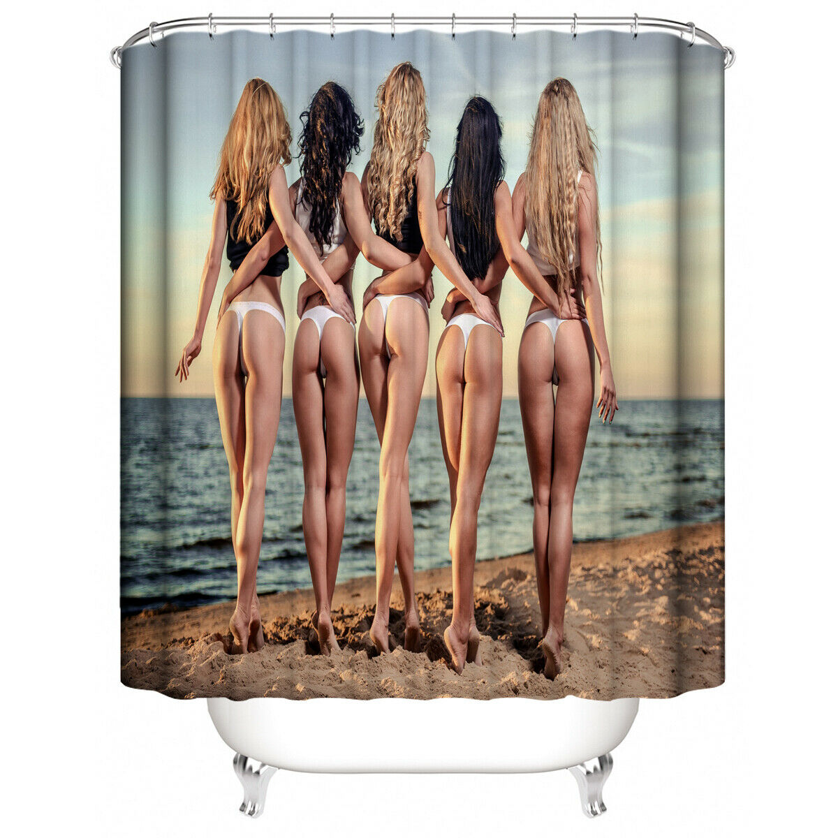 Sexy Women Shower Curtain Bathroom Rug Set Bath Mat Non-Slip Toilet Lid Cover-180×180cm Shower Curtain Only-Free Shipping at meselling99