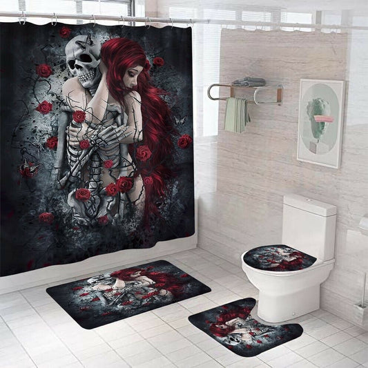 Farewell Hug Shower Curtain Bathroom Rug Set Bath Mat Non-Slip Toilet Lid Cover--Free Shipping at meselling99