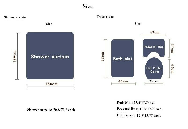 King Queen Shower Curtain Bathroom Rug set Bath Mat Non-Slip Toilet Lid Cover--Free Shipping at meselling99
