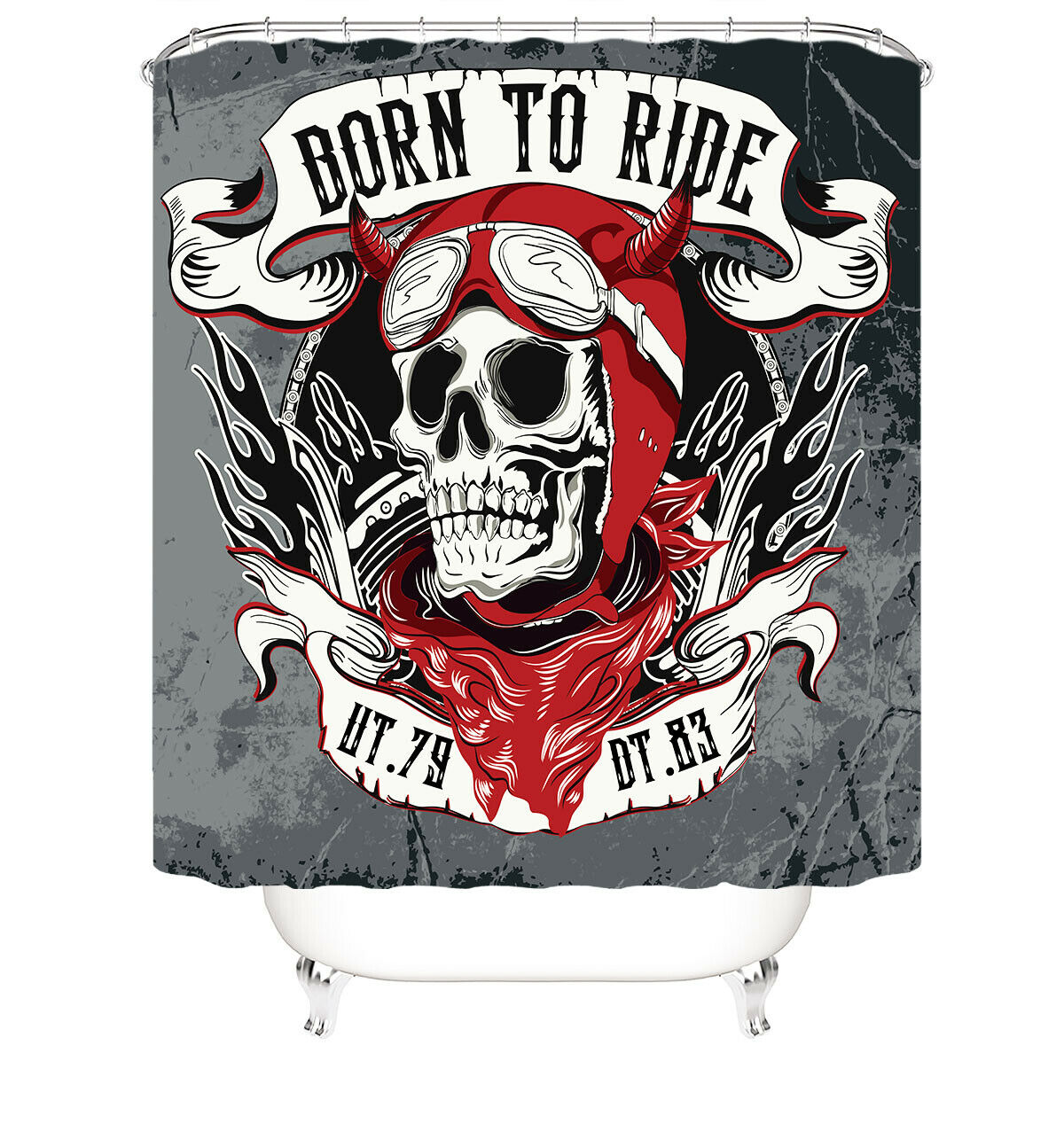 Born To Ride Shower Curtain Bathroom Rug Set Thick Bath Mat Toilet Lid Cover-180×180cm Shower Curtain Only-Free Shipping at meselling99