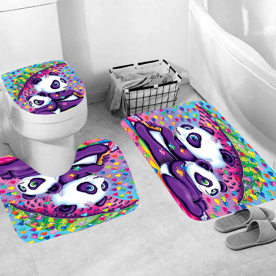 Panda Shower Curtain Bathroom Rug Set Thick Bath Mat Non-Slip Toilet Lid Cover-3Pcs Mat Set Only-Free Shipping at meselling99