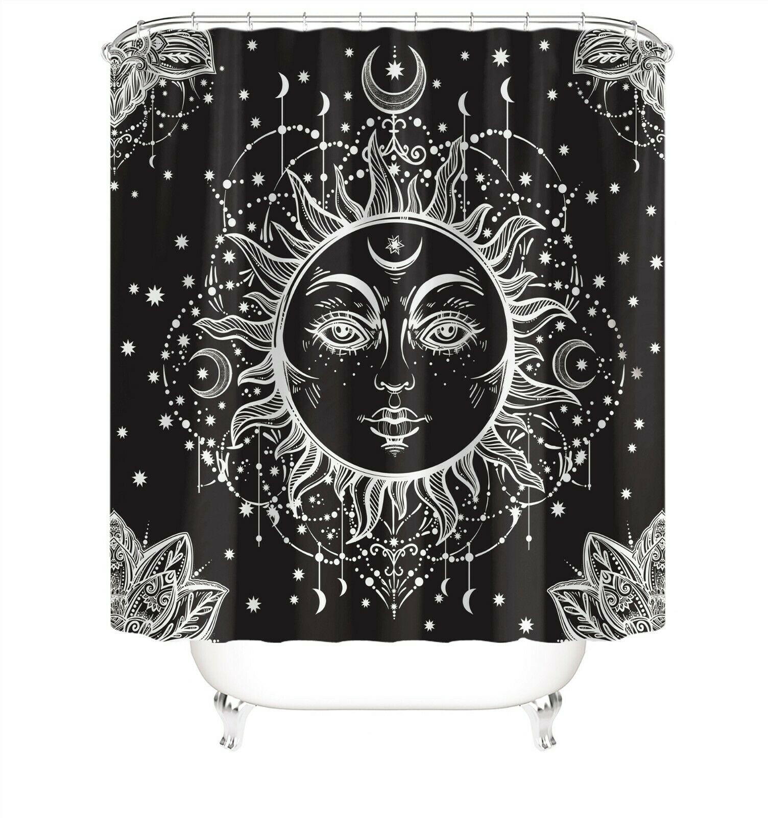 Sun-God Shower Curtain Set Bathroom Rug Thick Bath Mat Non-Slip Toilet Lid Cover-180×180cm Shower Curtain Only-Free Shipping at meselling99