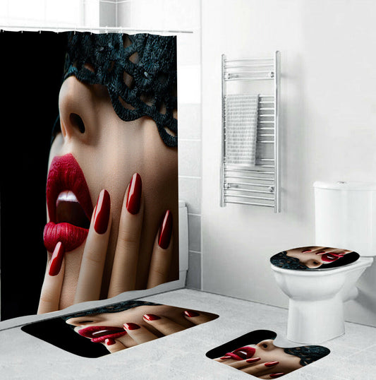 Sexy lady Bathroom Rug Set Shower Curtain Bath Mat Non-Slip Toilet Lid Cover--Free Shipping at meselling99