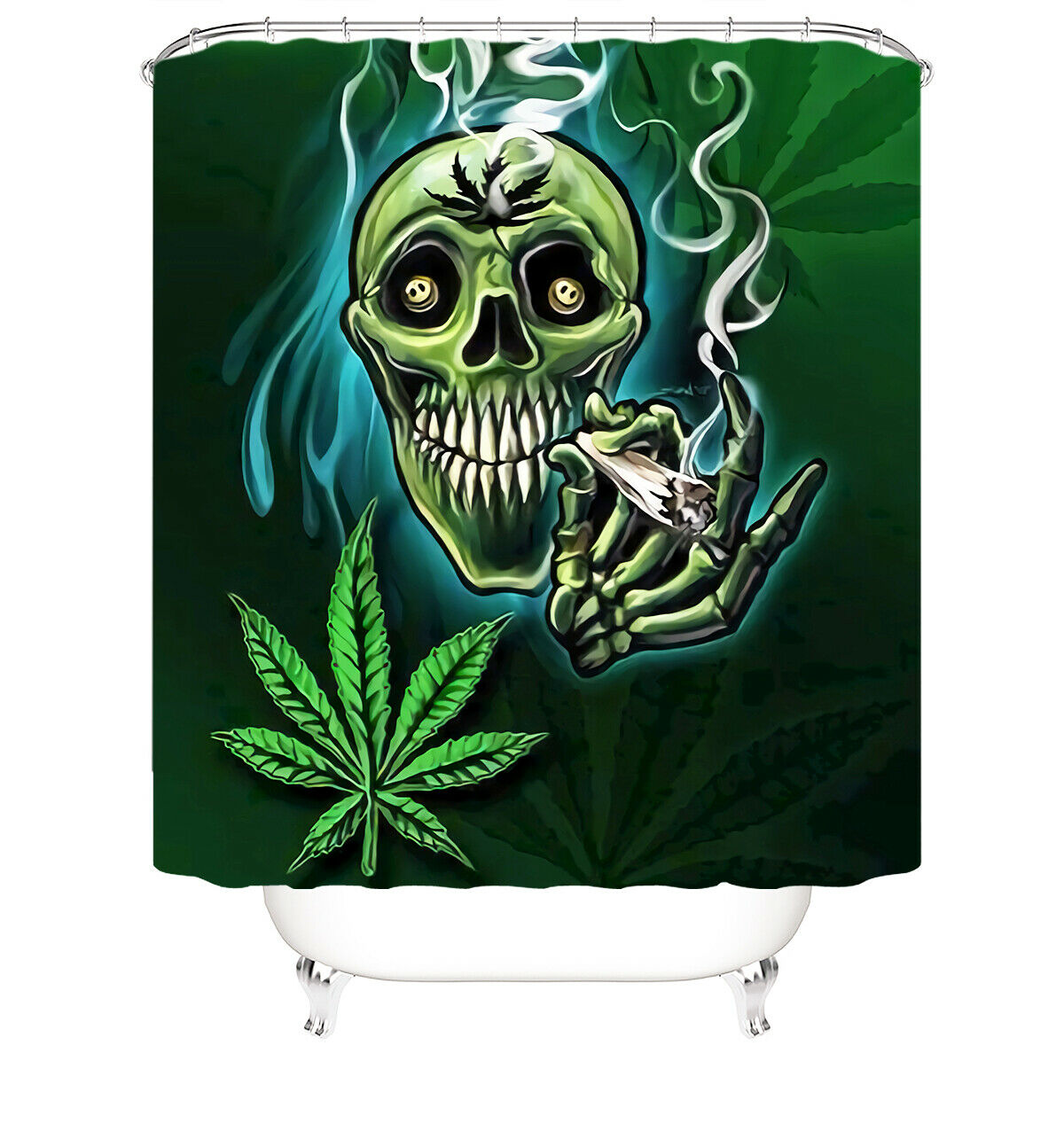 Skull Shower Curtain Bathroom Rug Set Thick Bath Mat Non-Slip Toilet Lid Cover-180×180cm Shower Curtain Only-Free Shipping at meselling99