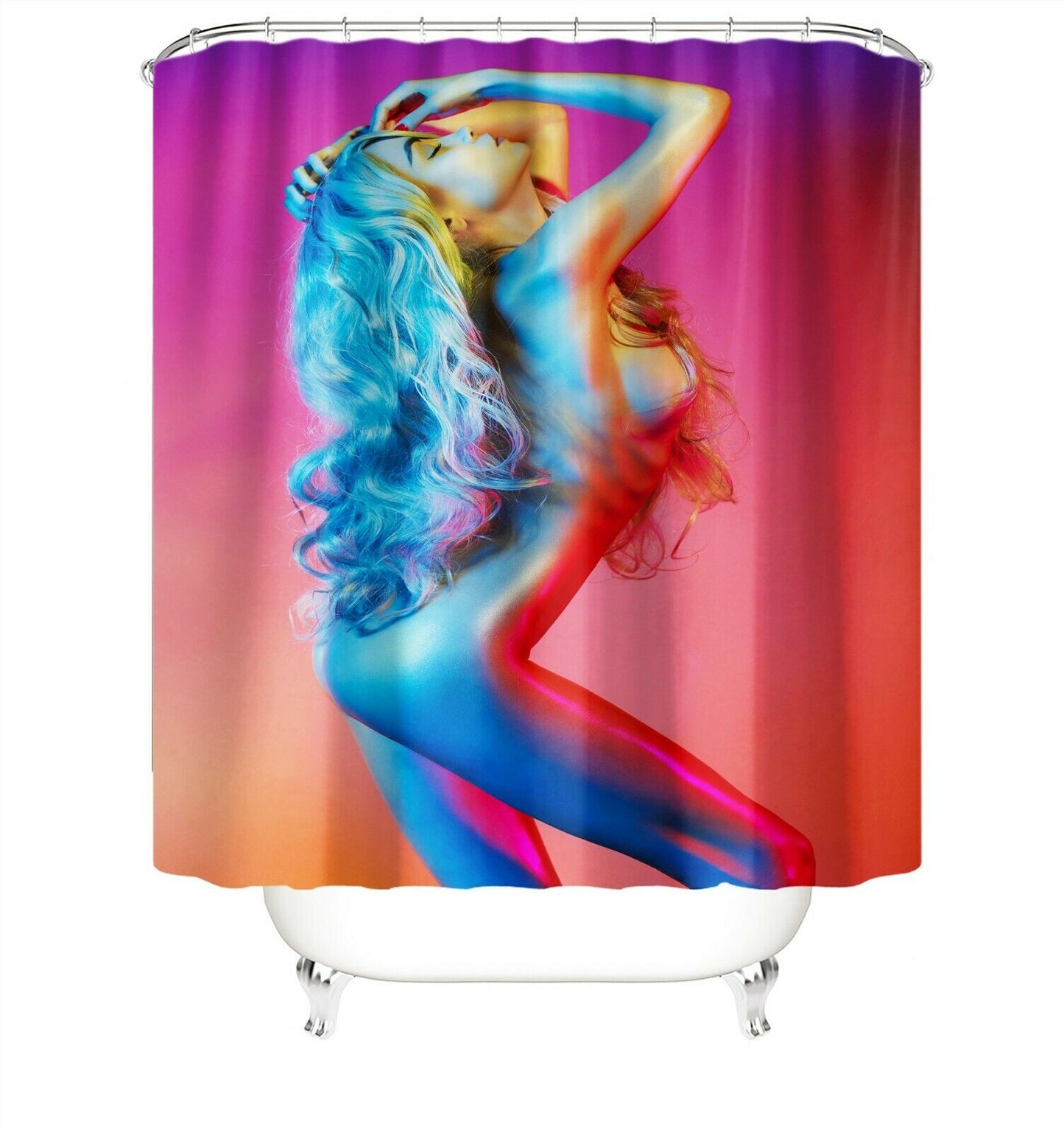 Sexy Woman Shower Curtain Bathroom Rug Set Non-Slip Bath Mat Toilet Lid Cover-180×180cm Shower Curtain Only-Free Shipping at meselling99