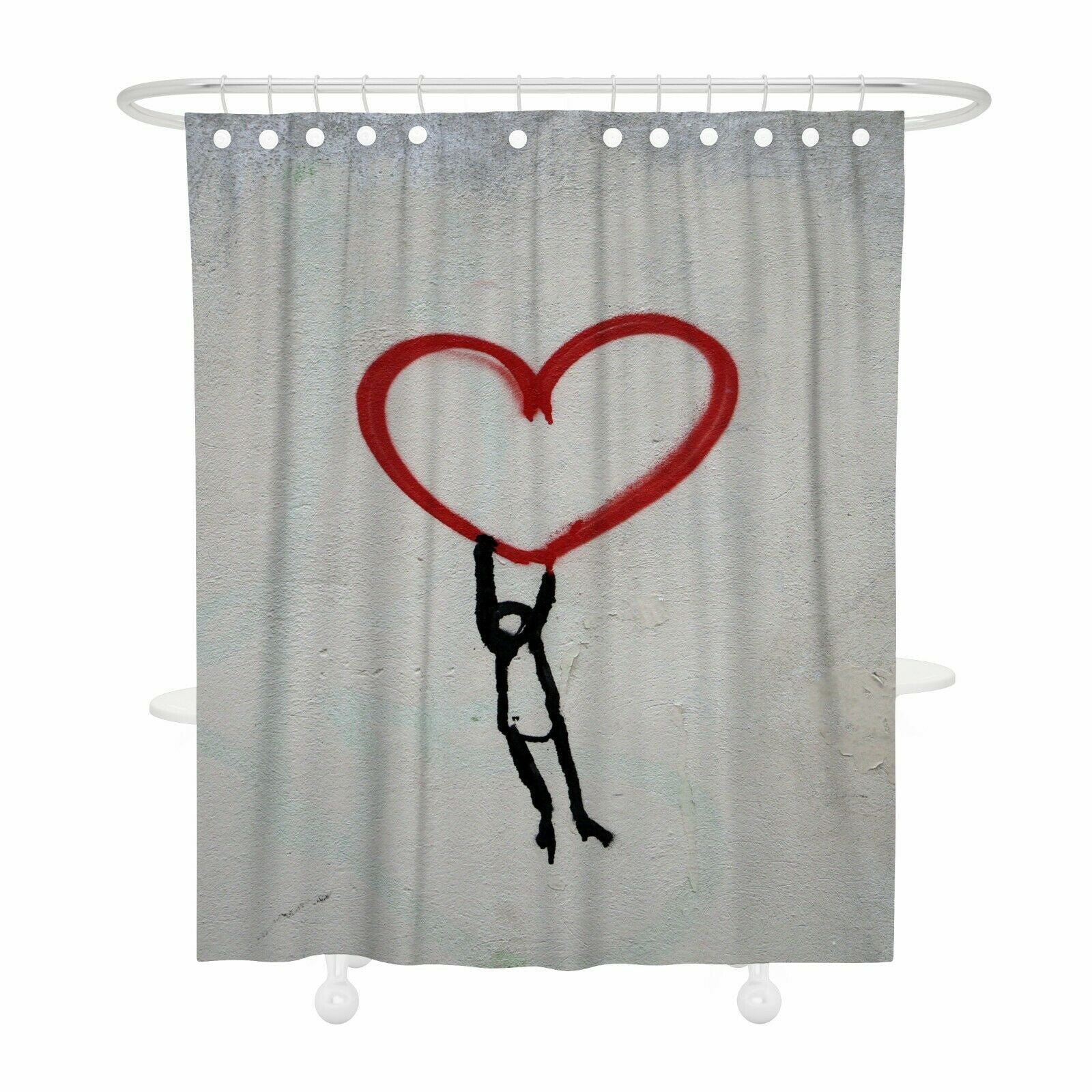 Loving Heart Shower Curtain Bathroom Rug Set Bath Mat Non-Slip Toilet Lid Cover--Free Shipping at meselling99