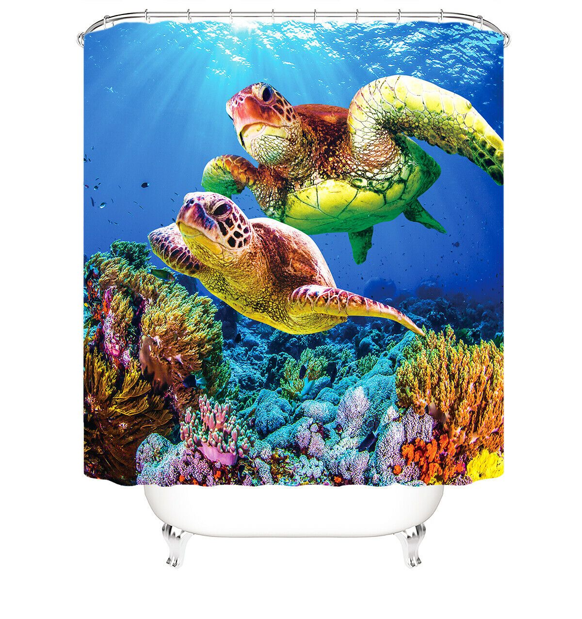 Sea Turtle Shower Curtain Bathroom Rug Set Bath Mat Non-Slip Toilet Lid Cover--Free Shipping at meselling99