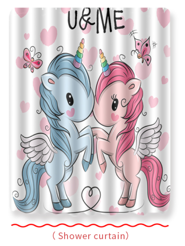 Unicorn Bathroom Rug Set Shower Curtain Bath Mat Bath Towel Toilet Lid Cover-180×180cm Shower Curtain Only-Free Shipping at meselling99