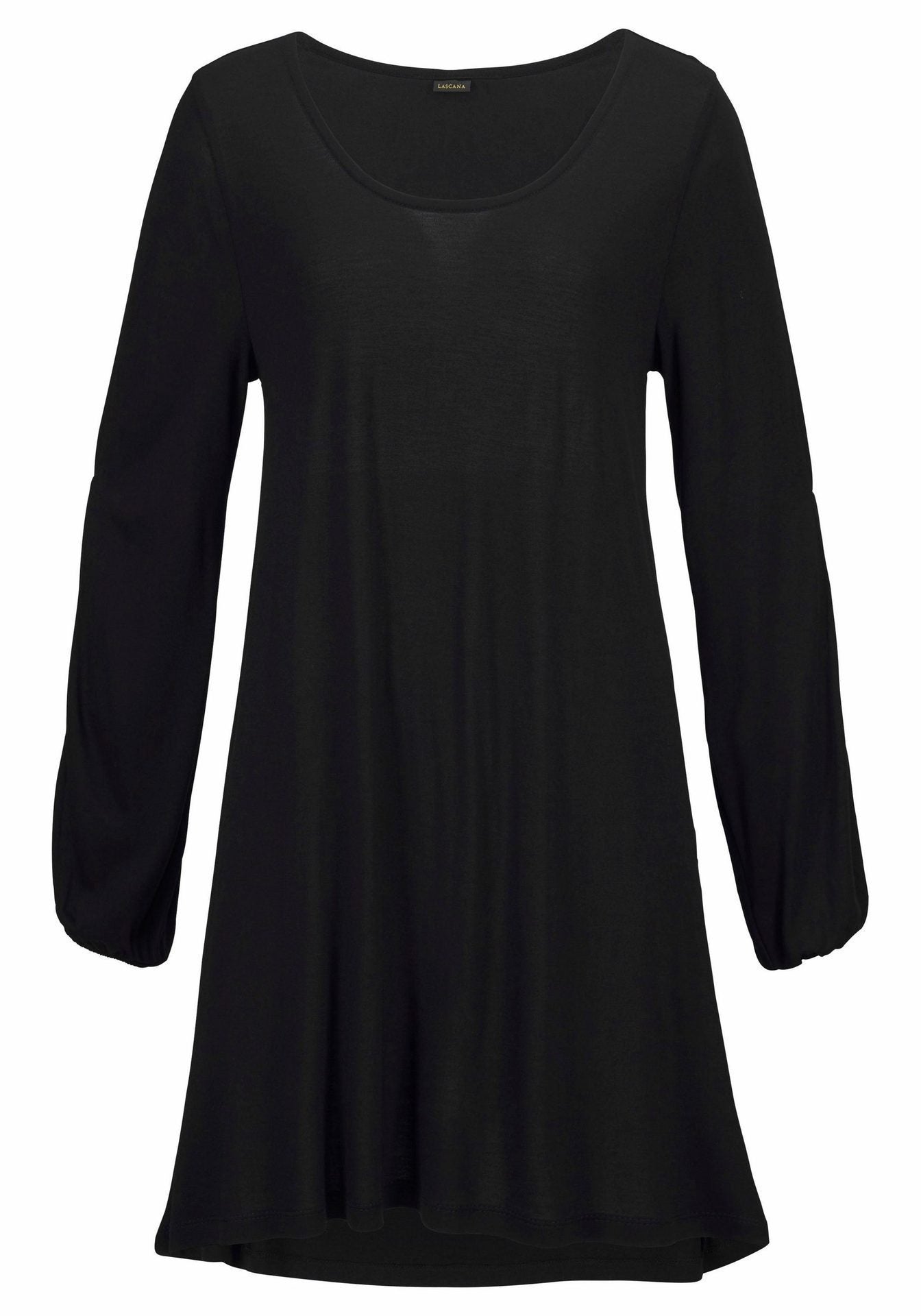 Messelling99 Casual Short Black Dress Swing Long Sleeve Slit Beach Mini Dress-Mini Dresses-Free Shipping at meselling99