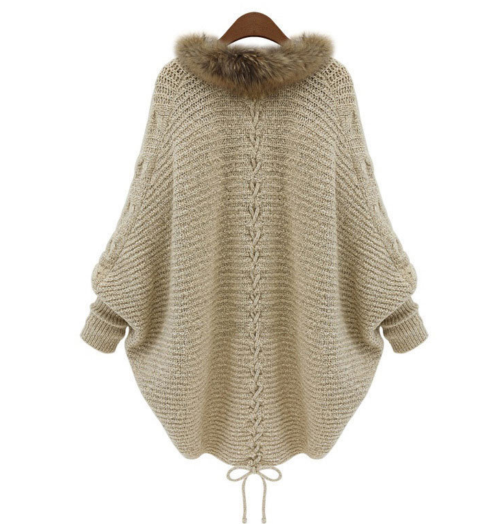 Women Cardigan Bat Faux Fur Cardigan Sweater-Sweaters-Free Shipping at meselling99